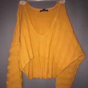 Yellow Long Sleeve Crop Sweater